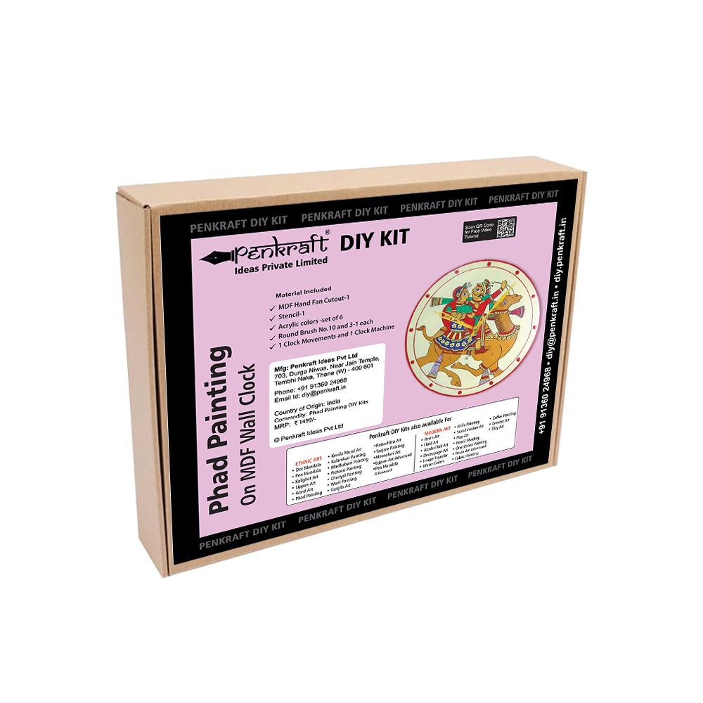 Penkraft Phad Painting on MDF Wall Clock DIY kit with Free video tutorial